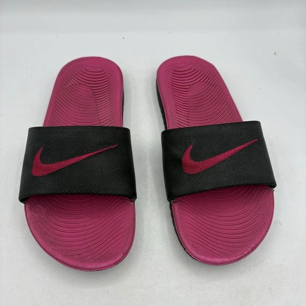 Nike Shoes Girls Youth Size 3‎ Y Kawa Black Pink Slides Sandals Kid 819353-001